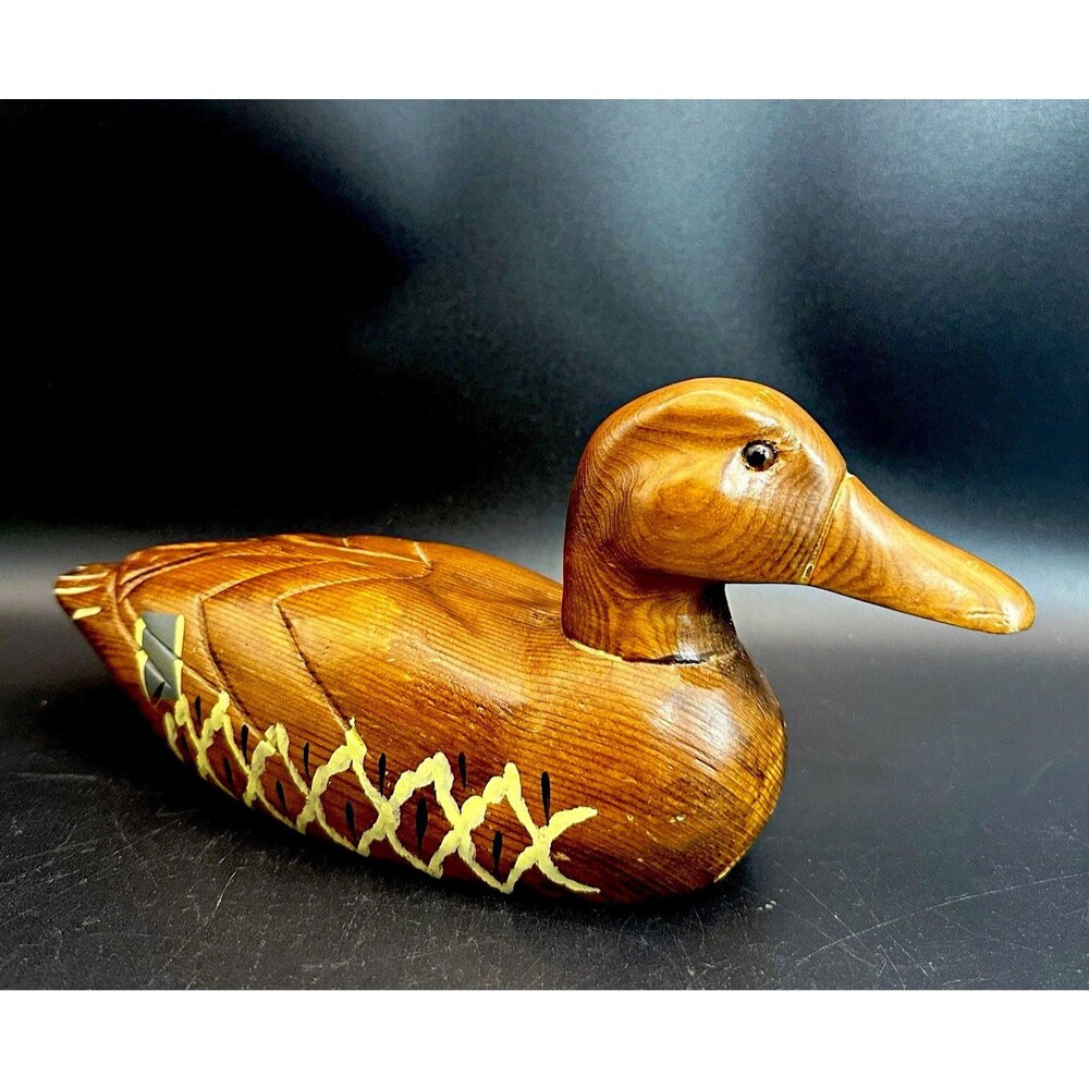 VTG Wooden Duck Decoy Folk Art Rustic Cabin Hunting Lodge Lake House Decor 10.2ā